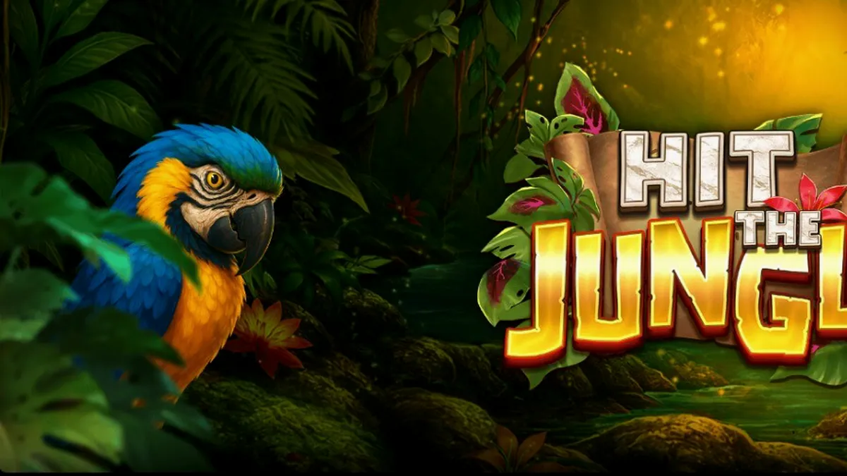 Pemandangan hutan tropis misterius dengan elemen slot Hit the Jungle